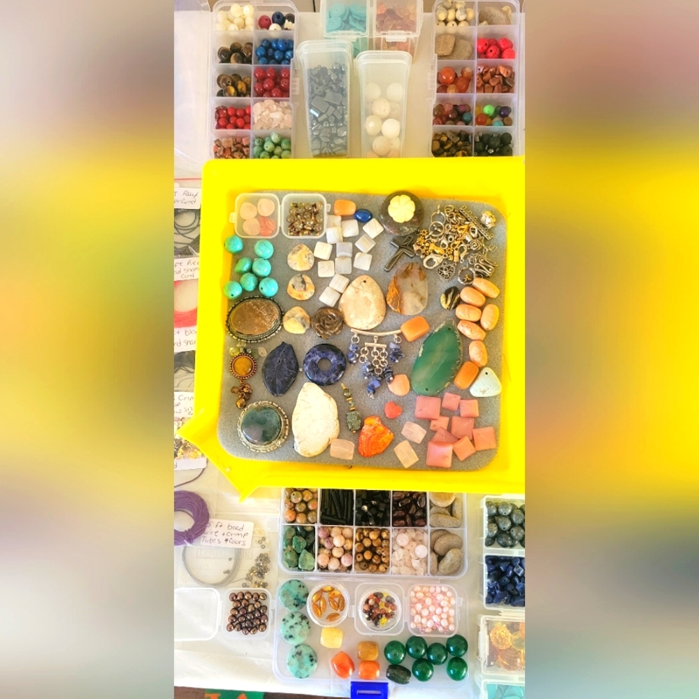 Assorted Craft Semiprecious Beads and Stones